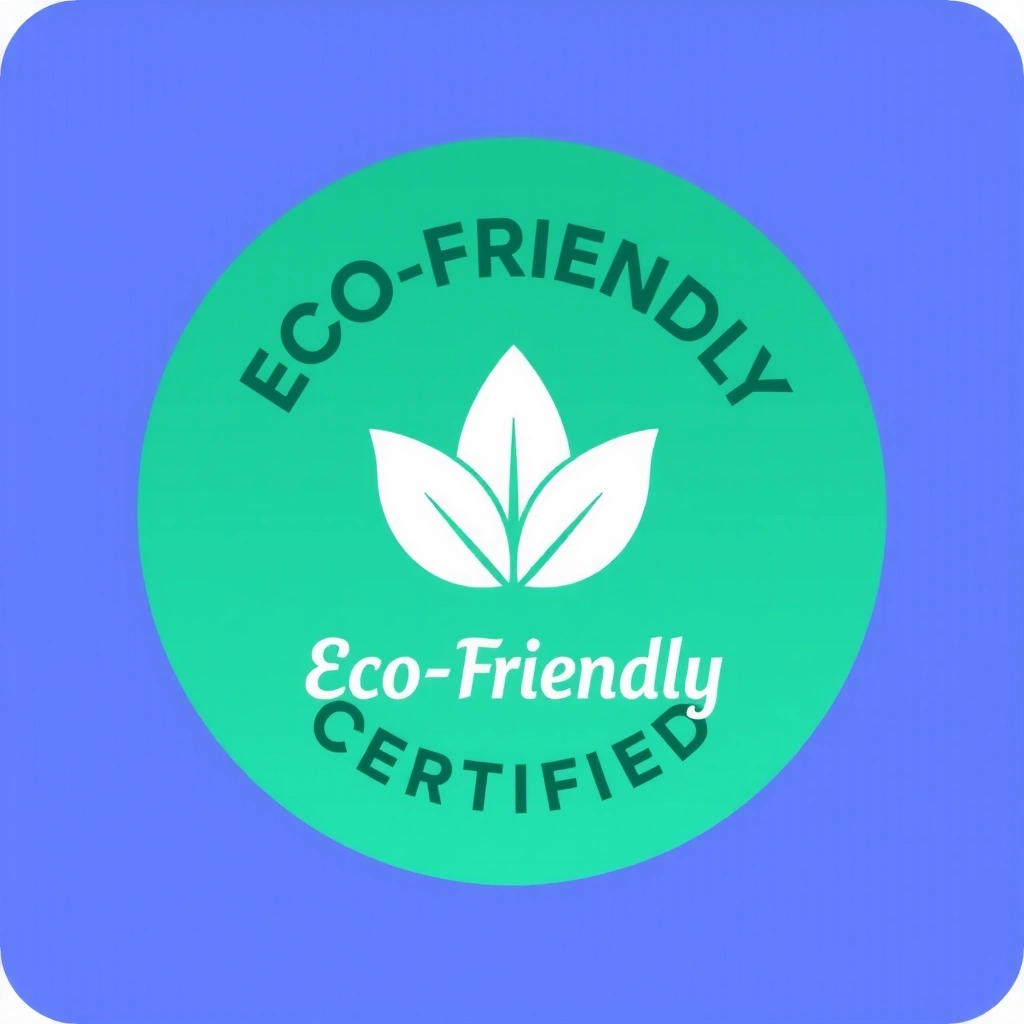 Certification badge for eco-friendly cleaning practices.