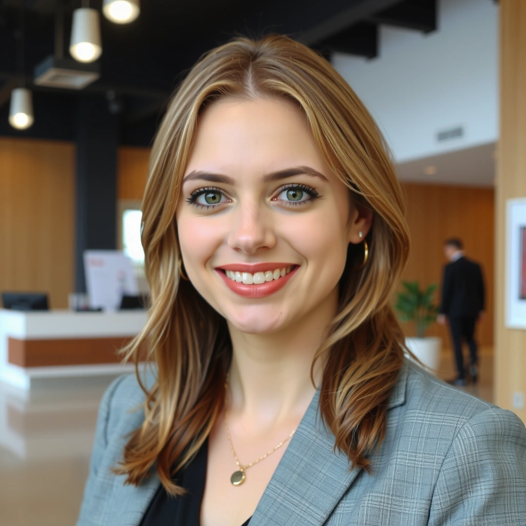 Portrait of Elena Stoica, Client Relations Coordinator, with a welcoming smile.