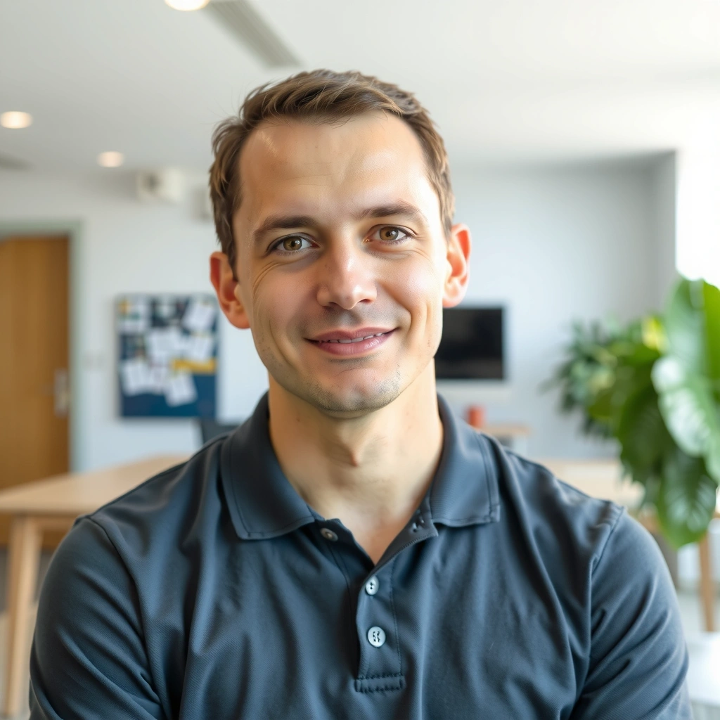 Portrait of Andrei Ionescu, Lead Cleaning Specialist, looking focused and approachable.