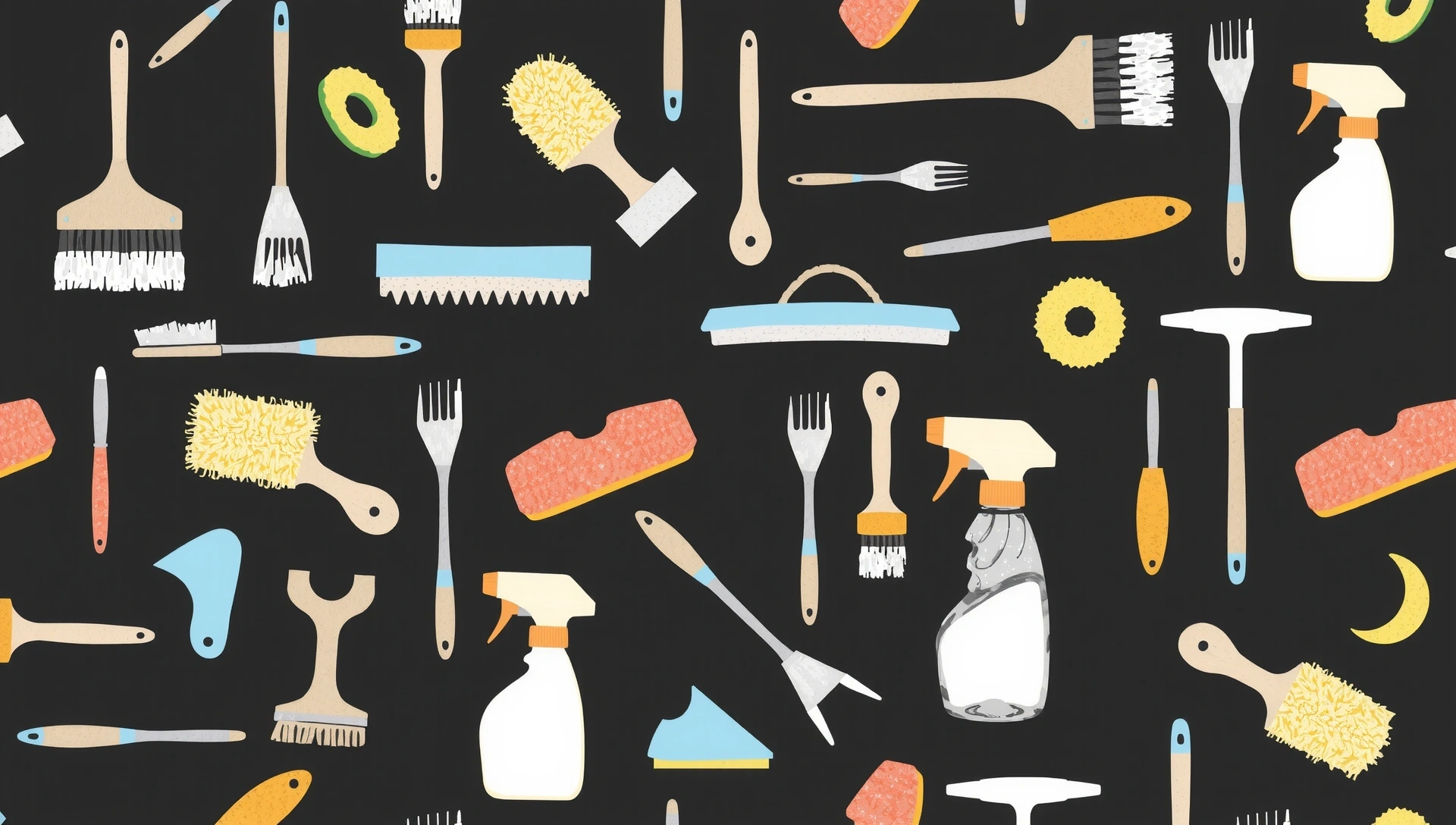 Abstract pattern of cleaning tools