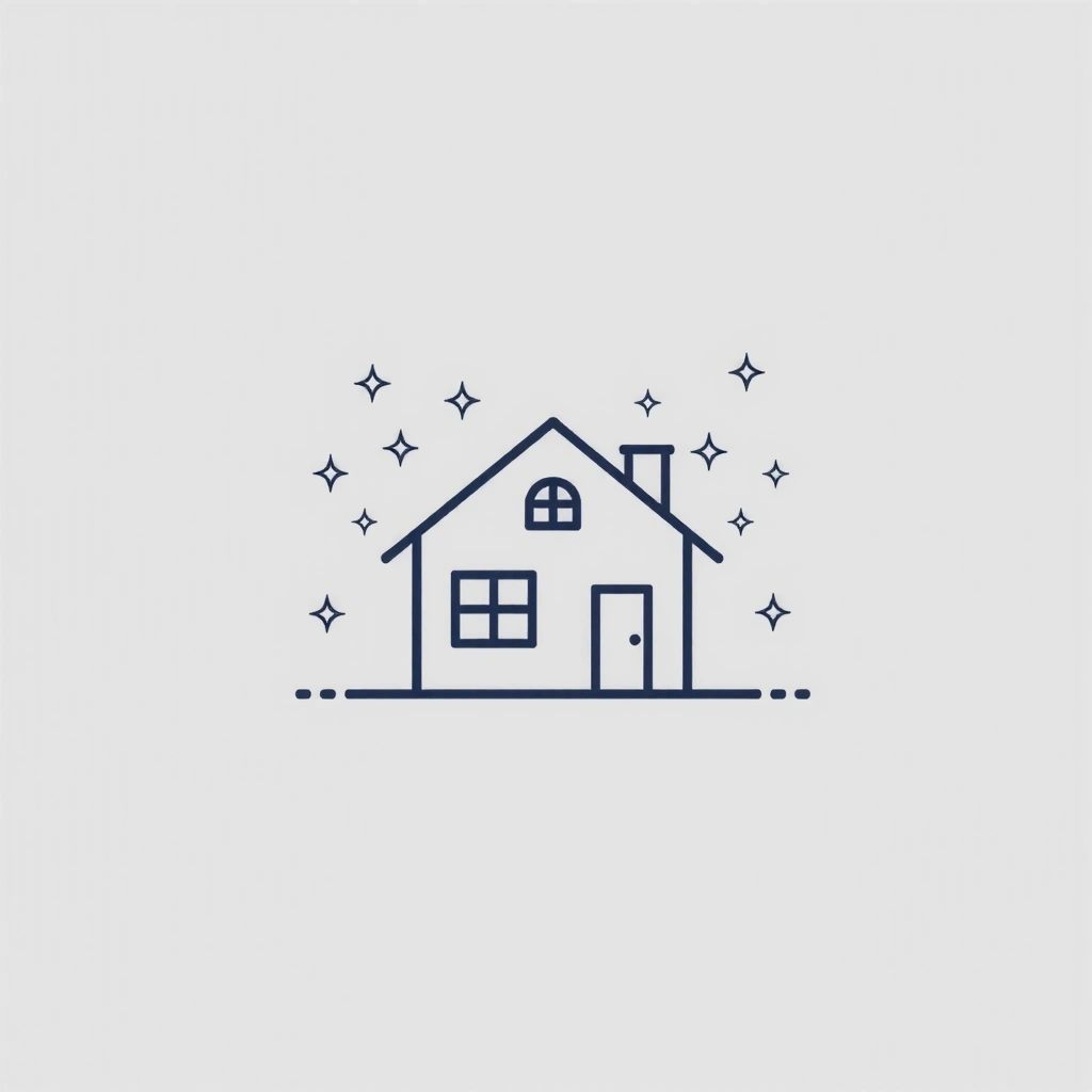 Icon representing a residential house being cleaned