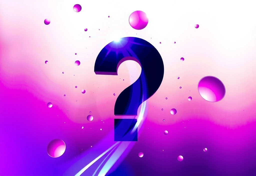 Illustration of a large question mark with abstract shapes around it, symbolizing curiosity and answers