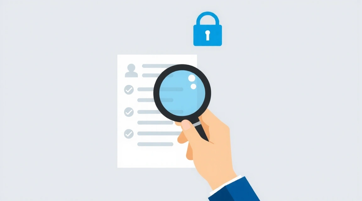 A stylized illustration of a hand holding a magnifying glass over a document, symbolizing data access and user rights.