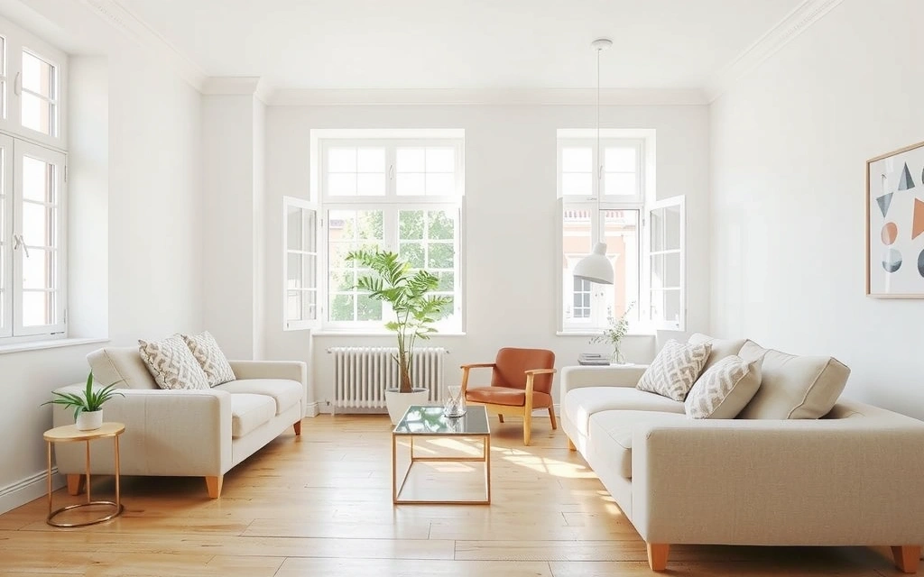 Sparkling clean interior of a modern home with natural light