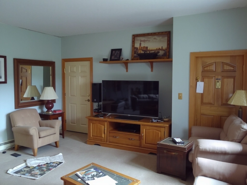 Before: Dusty living room