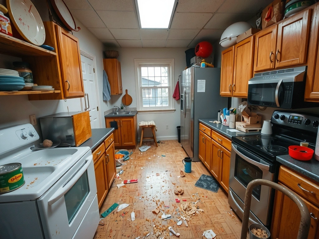 Before: Messy kitchen