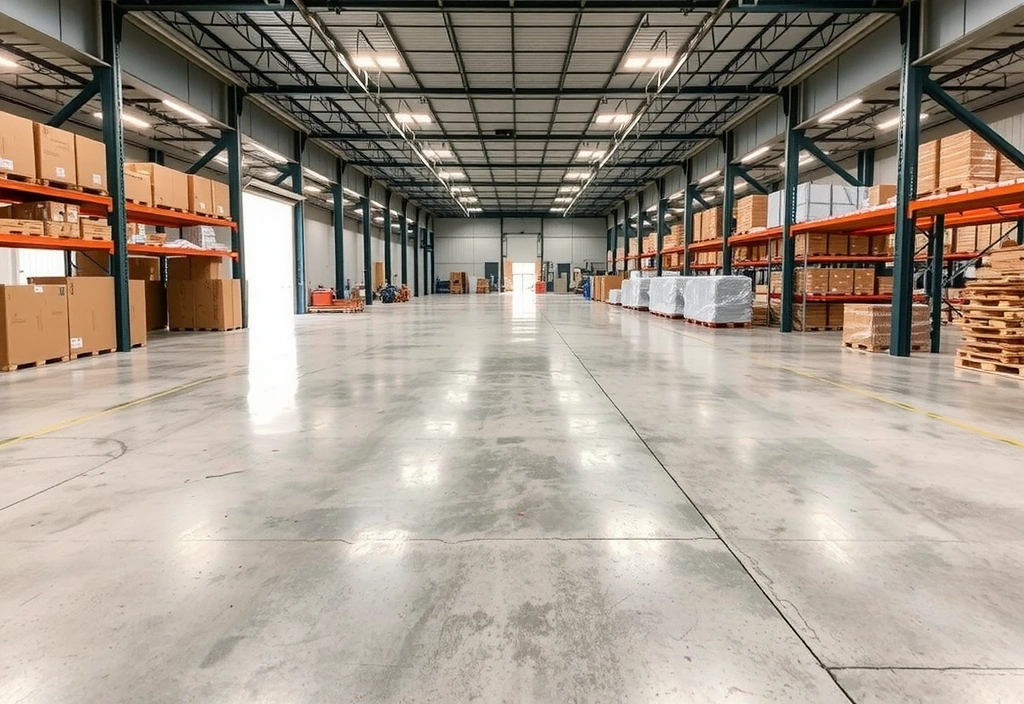 Clean industrial warehouse floor