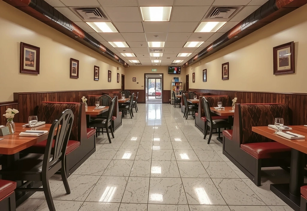 Sparkling clean restaurant dining area
